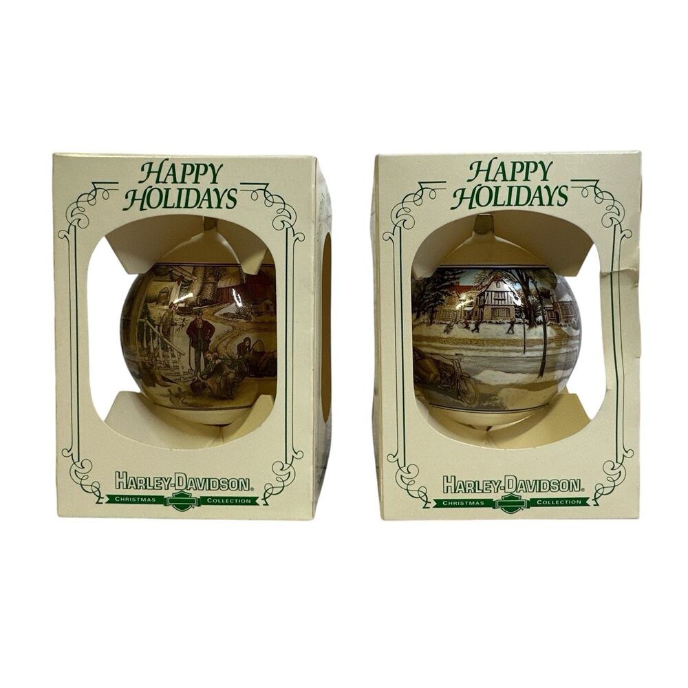 Harley Davidson Motorcycle Christmas Ornament Glass 1992 and 1993 Series K